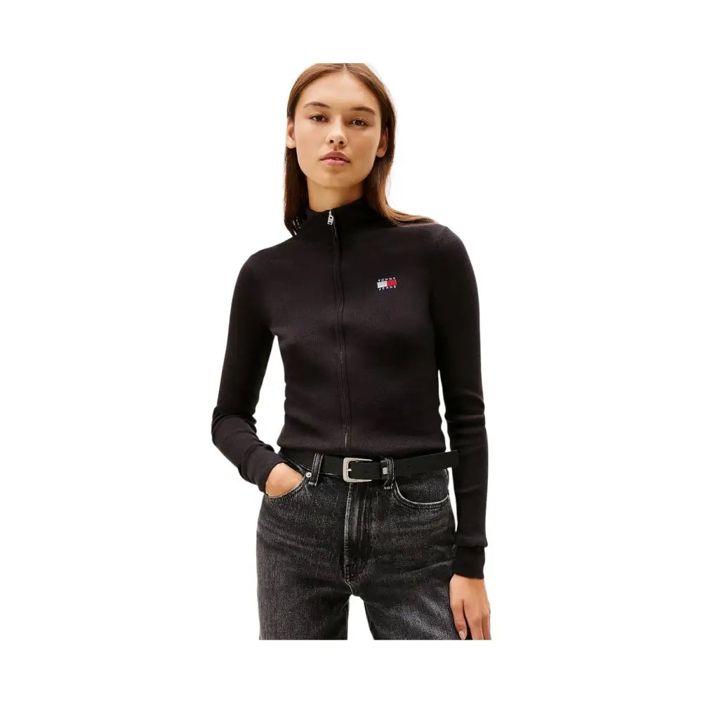 Felpa slim fit con zip e distintivo Tommy Donna Tommy Hilfiger Jeans Tommy Hilfiger Jeans