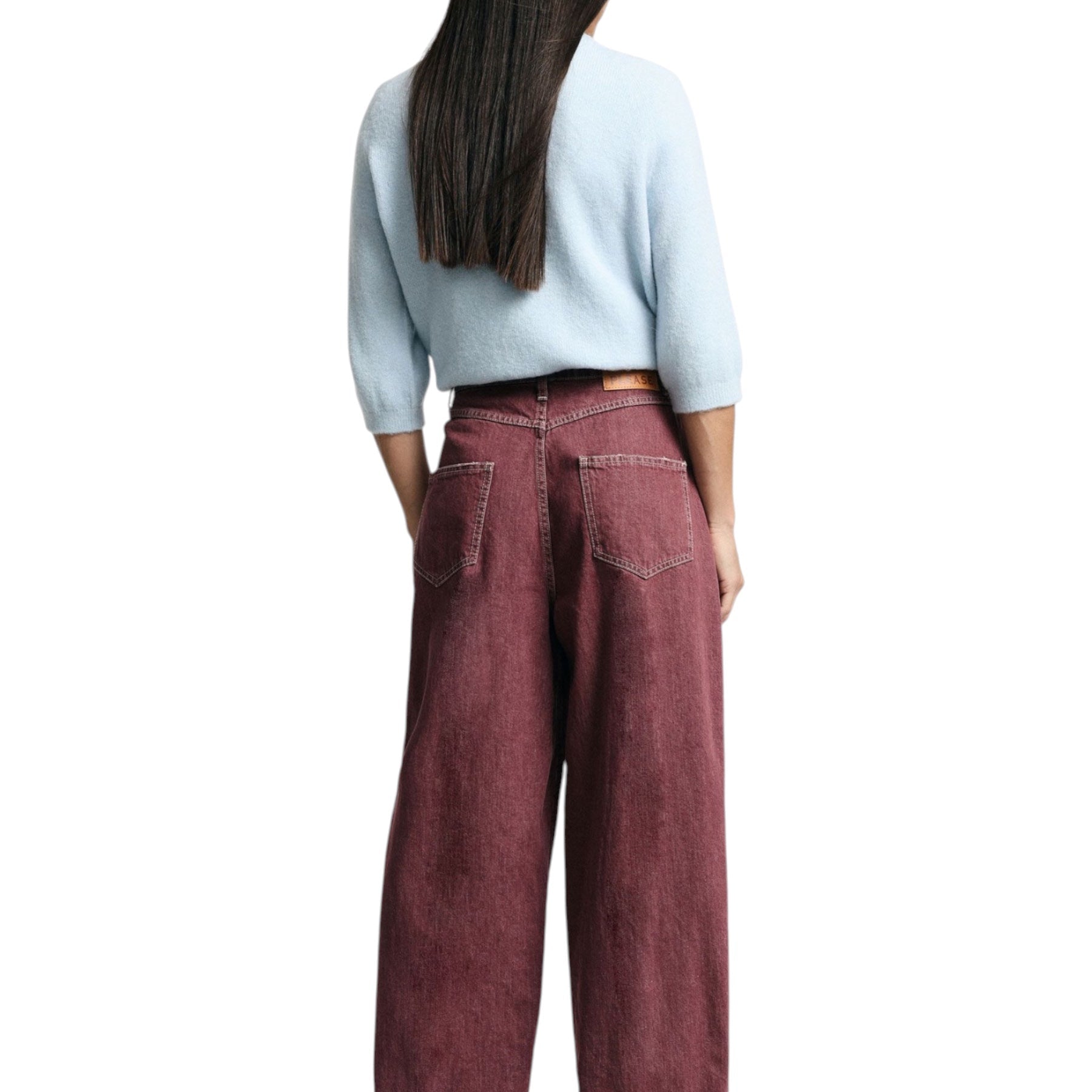 Jeans tapered cropped con piega donna viola please