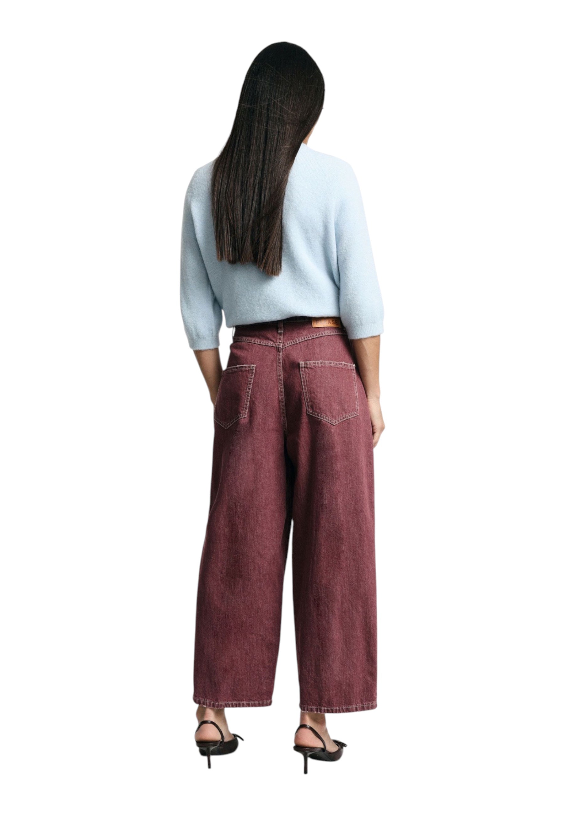 Jeans tapered cropped con piega Donna Viola PLEASE
