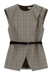 Gilet scozzese con cintura sottile e zip Donna Grigio PLEASE