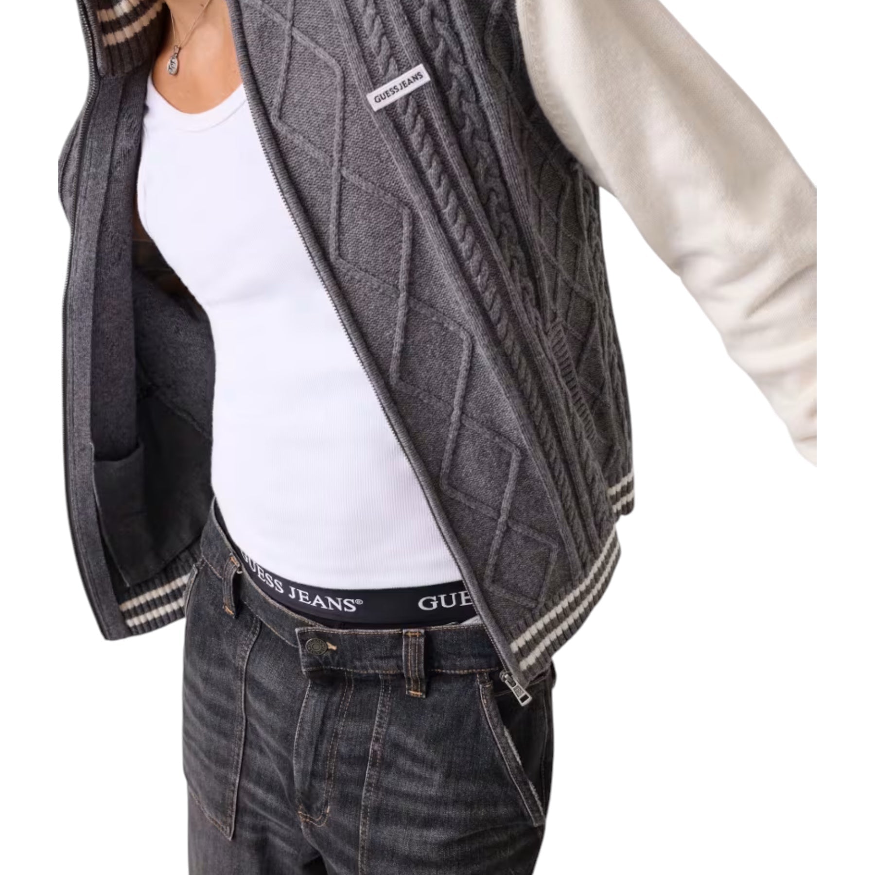 Maglione bomber uomo grigio guess - maglie