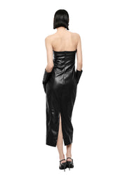Abito midi senza spalline con scollo dritto donna nero imperial - abiti