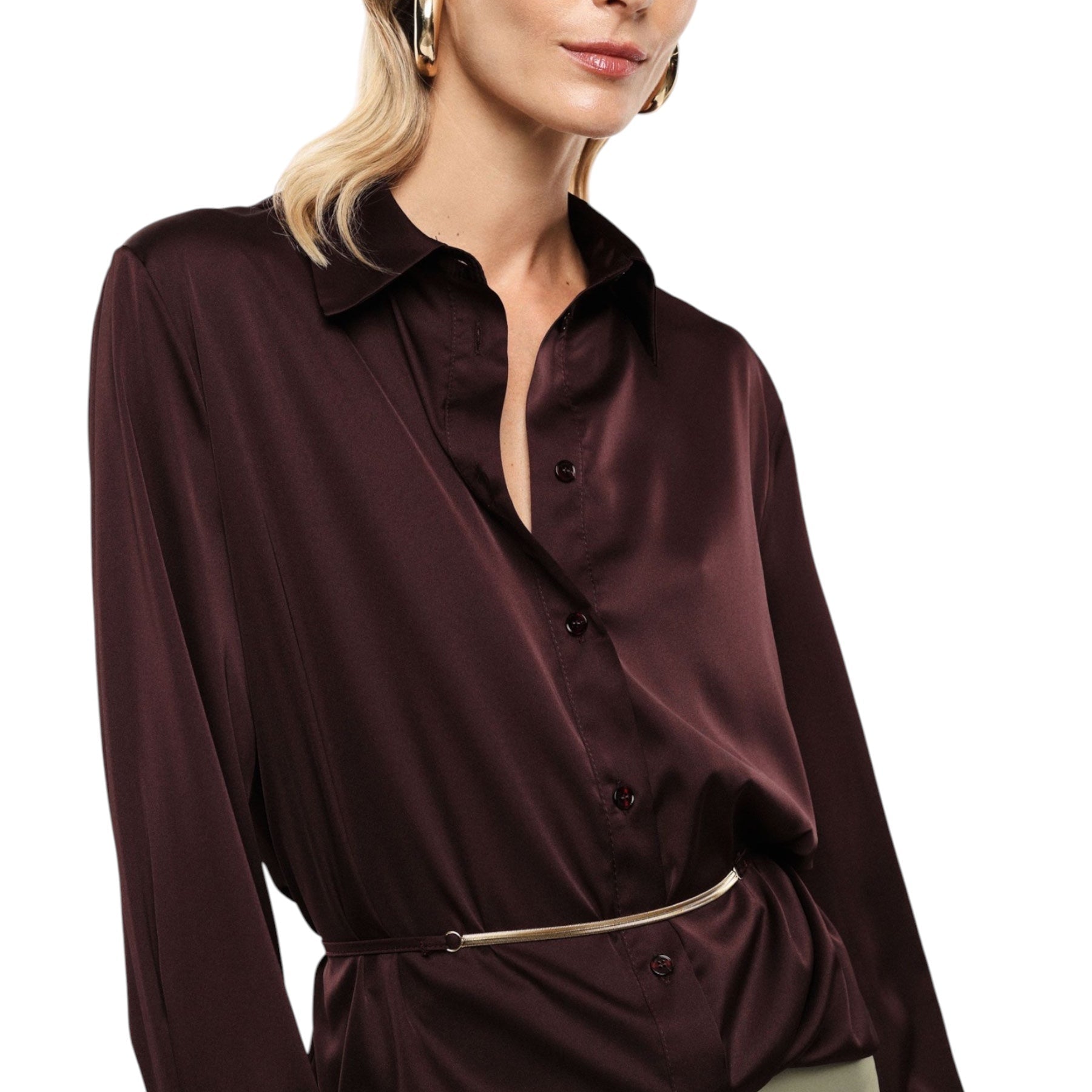 Camicia regular-fit con cintura decorativa donna bordeaux imperial - camicie