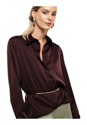 Camicia regular-fit con cintura decorativa donna bordeaux imperial - camicie