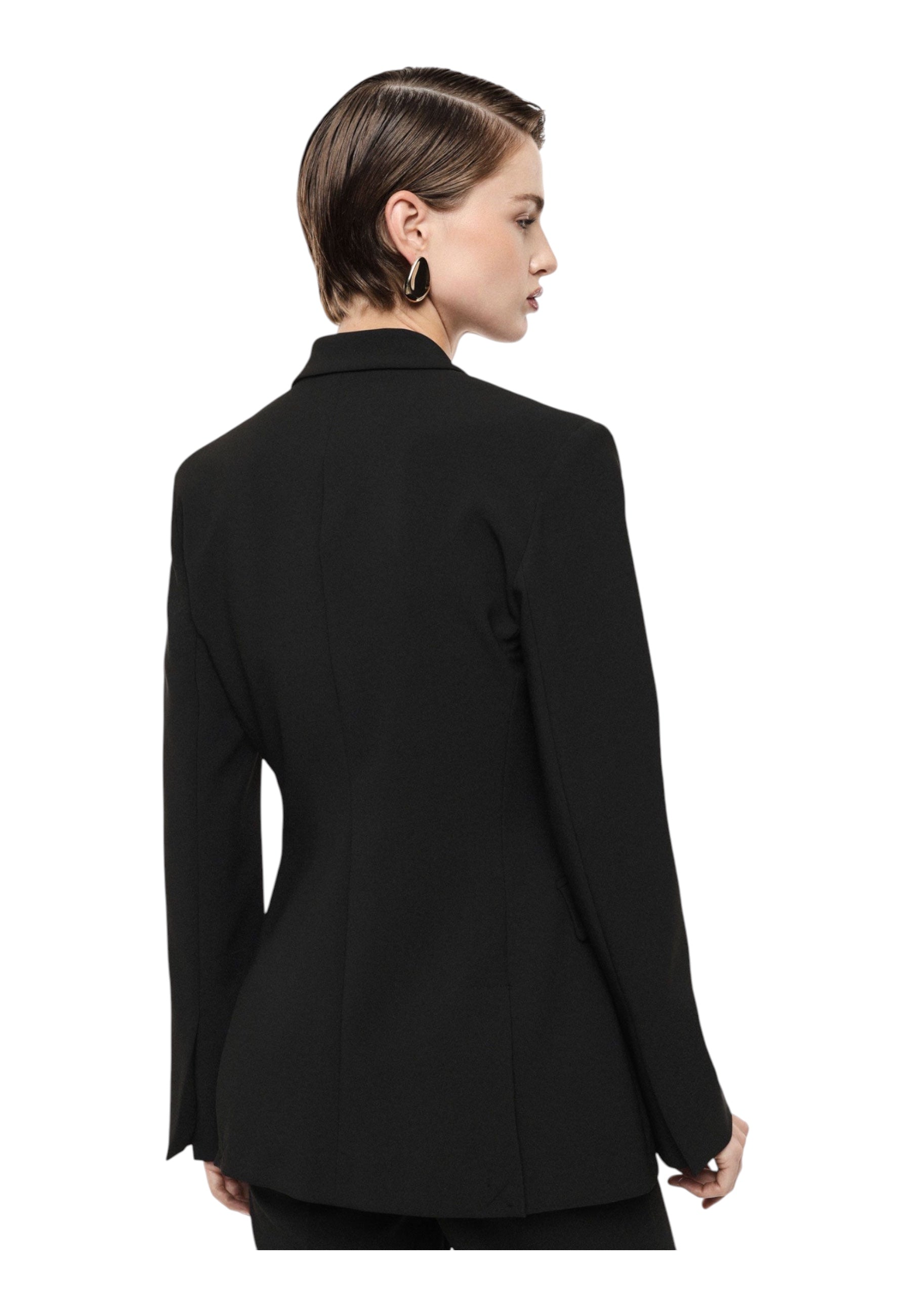 Blazer doppiopetto con tasche a pattina donna nero imperial