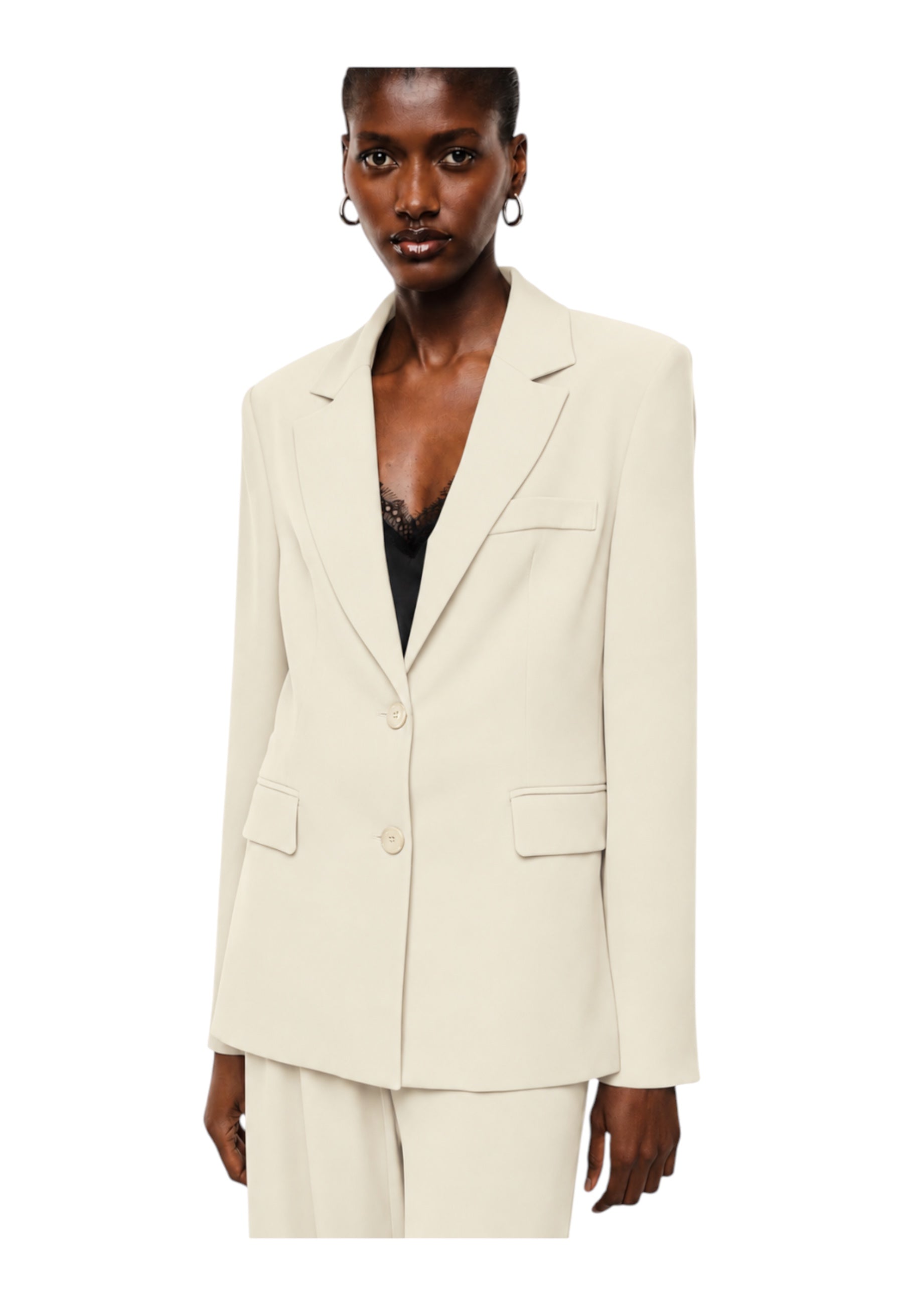 Blazer monopetto con tasche a patta laterali donna avorio imperial