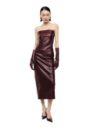 Abito midi senza spalline con scollo dritto donna bordeaux imperial - abiti