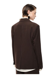Blazer gessato regular-fit con tasche a filetto donna marrone imperial