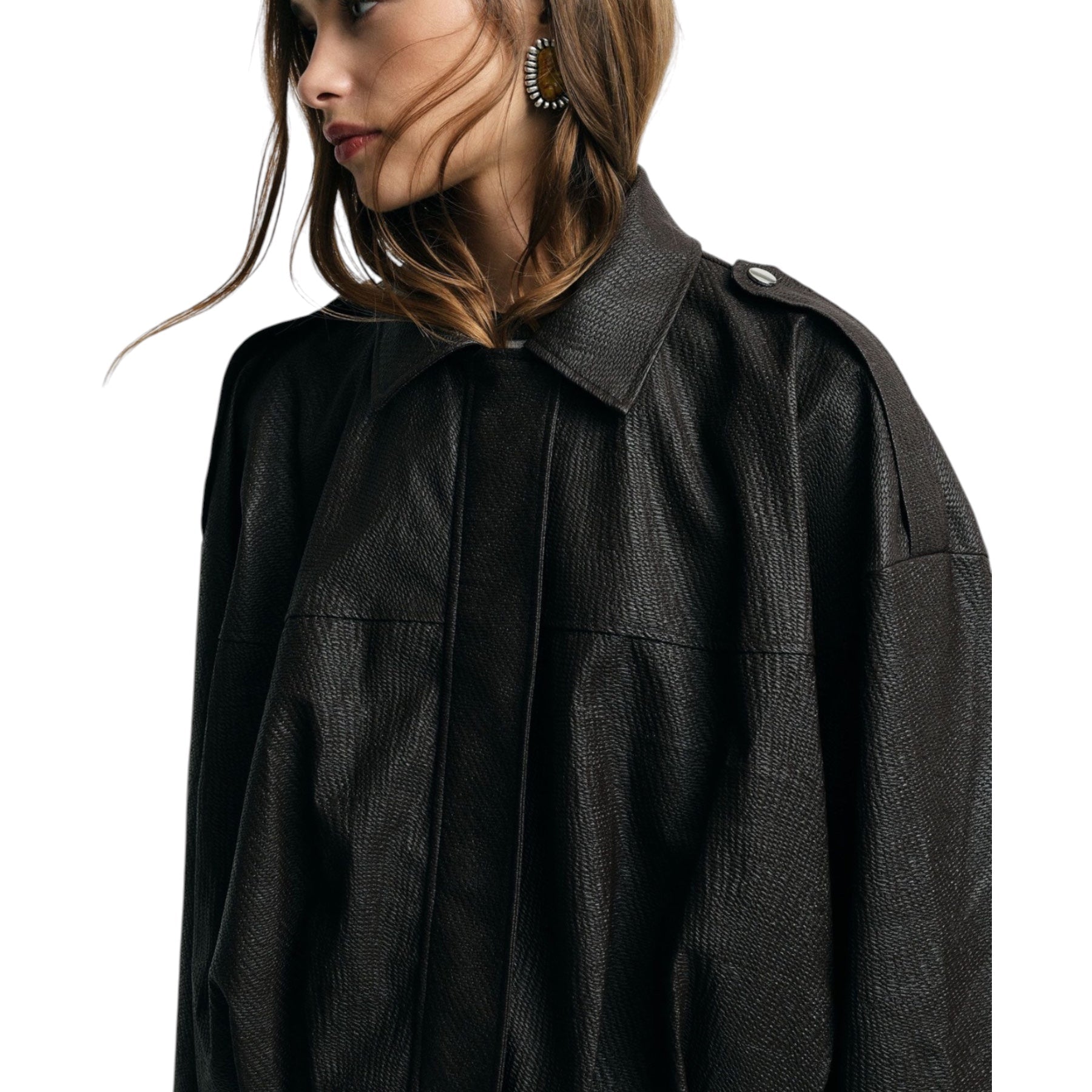 Giacca in ecopelle corta donna marrone please - giacche
