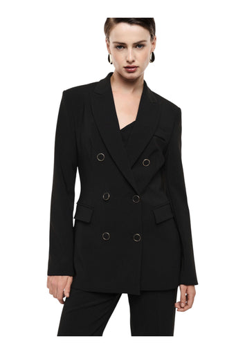 Blazer doppiopetto con tasche a pattina donna nero imperial