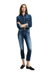Jeans cropped vita alta Donna Blu PLEASE