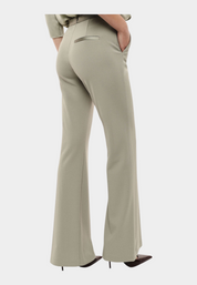 Pantaloni flare vita alta linea pulita donna verde imperial
