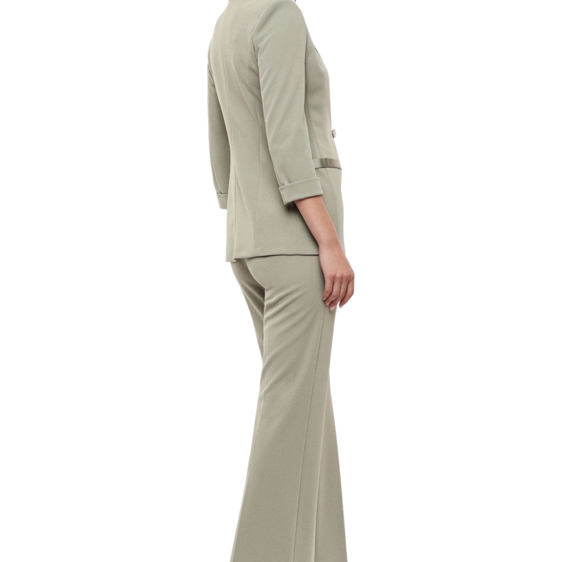 Pantaloni flare vita alta linea pulita donna verde imperial