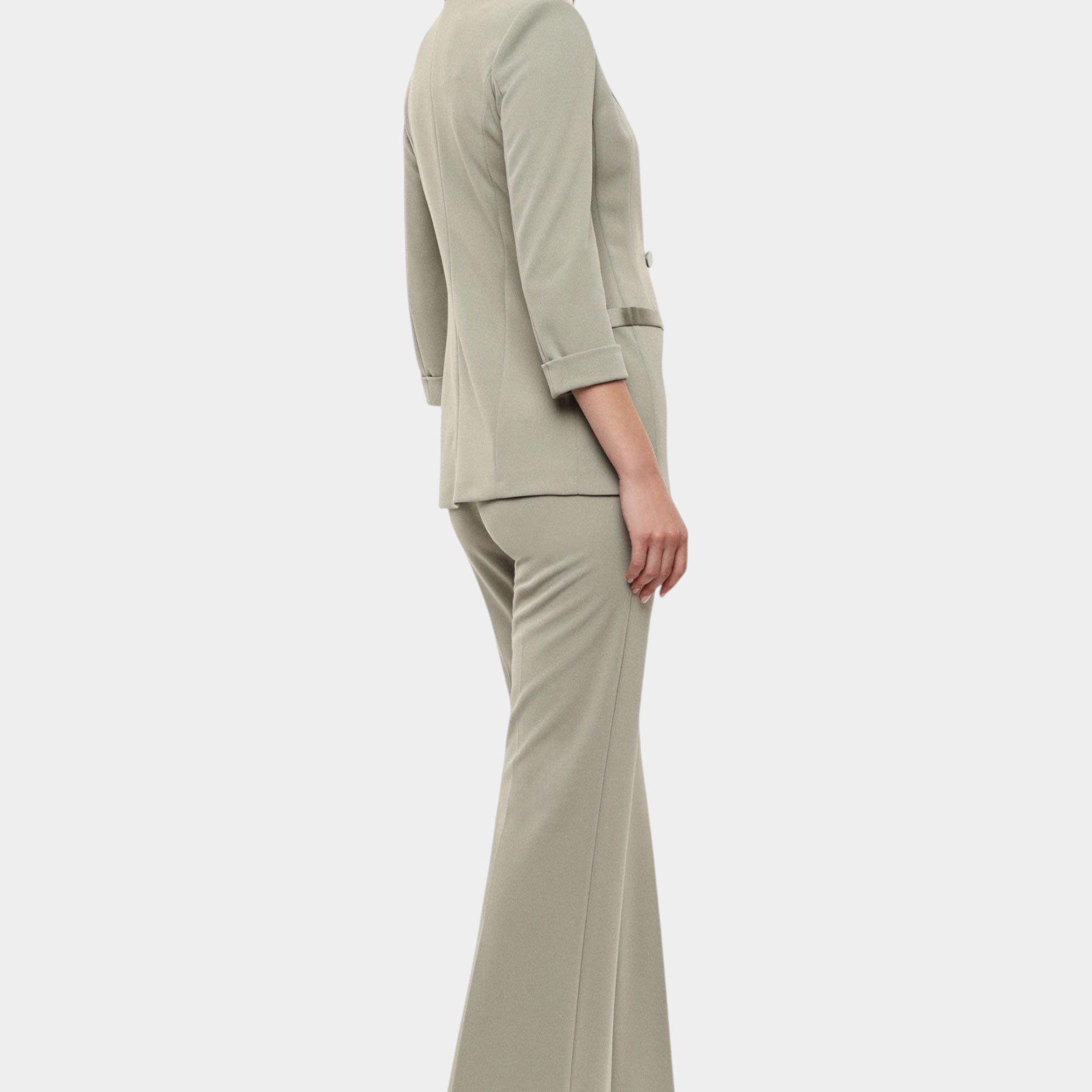 Pantaloni flare vita alta linea pulita donna verde imperial
