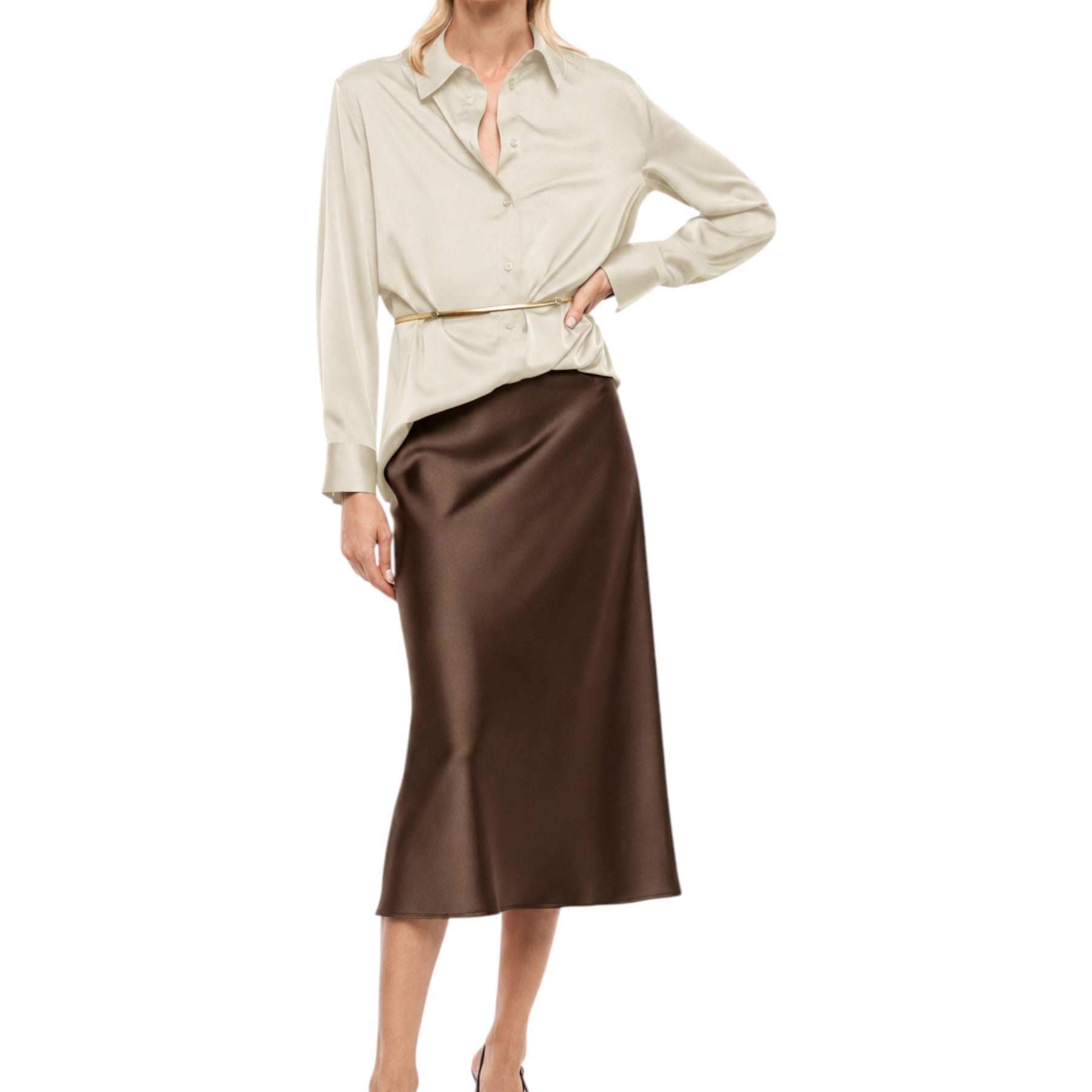 Camicia regular-fit con cintura decorativa donna avorio imperial - camicie