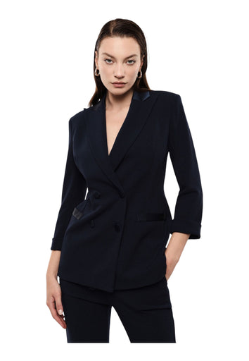Blazer doppiopetto con maniche tre quarti donna blu imperial