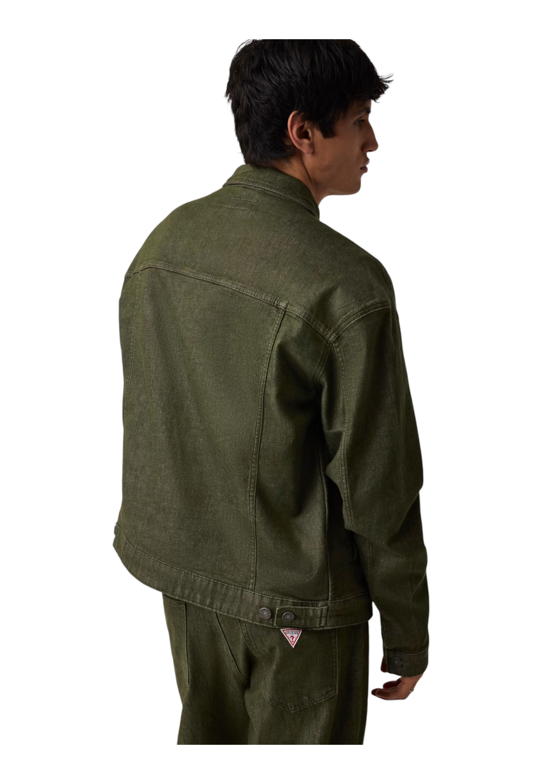 Giacca in denim oversize uomo verde guess - giacche