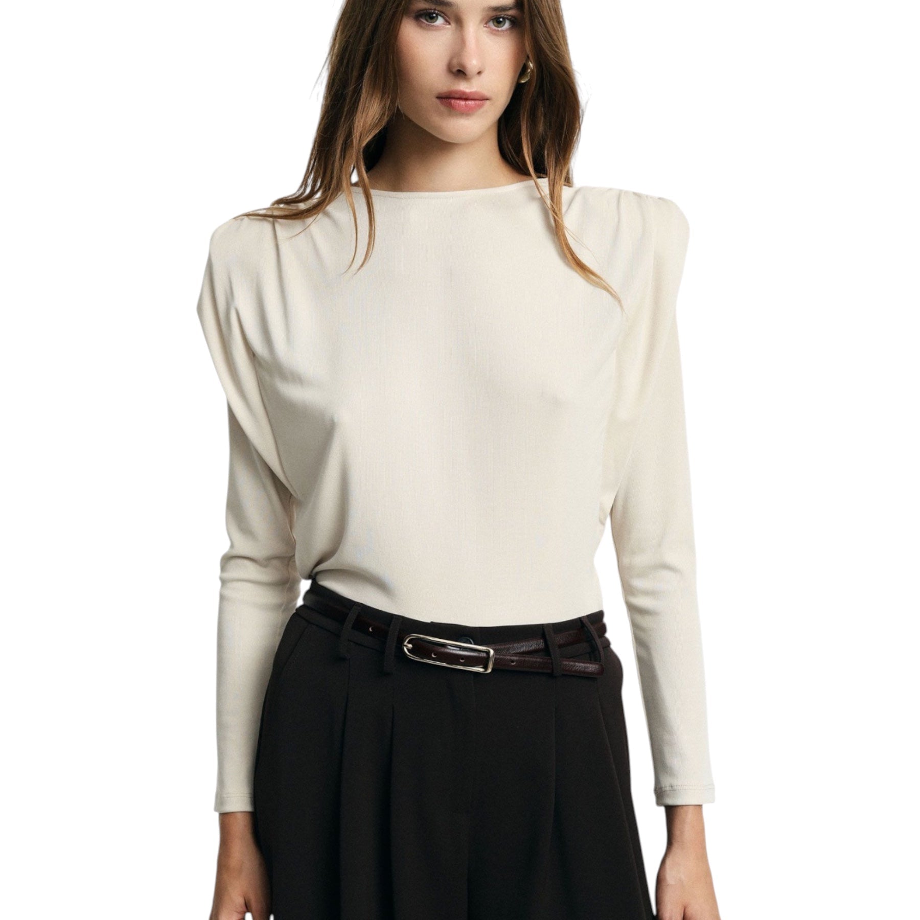 Maglione con spalle strutturate donna avorio please - maglie