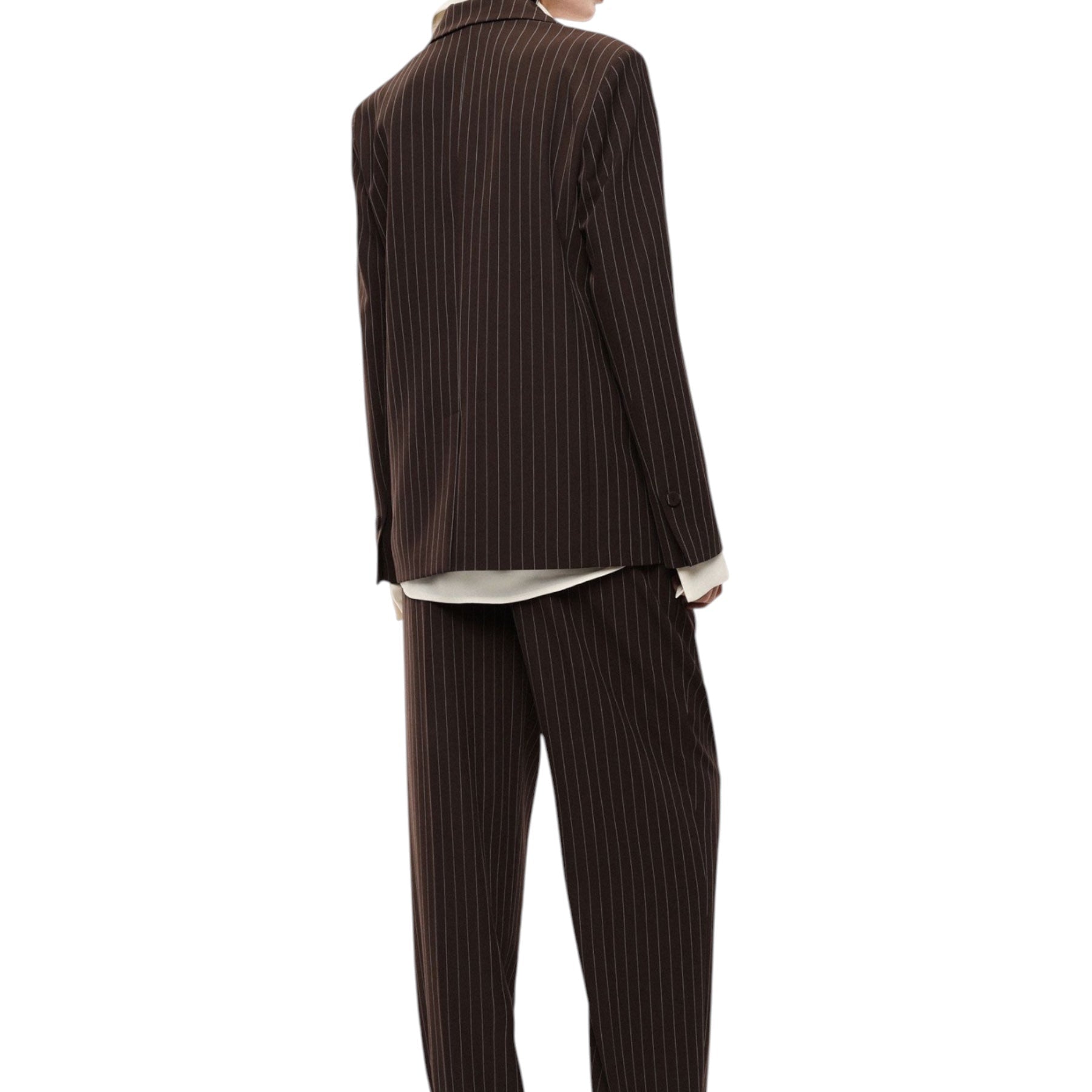 Pantaloni palazzo a righe con cintura fiore donna marrone imperial