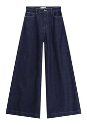 Jeans scuri a gamba molto ampia vita media Donna Blu PLEASE