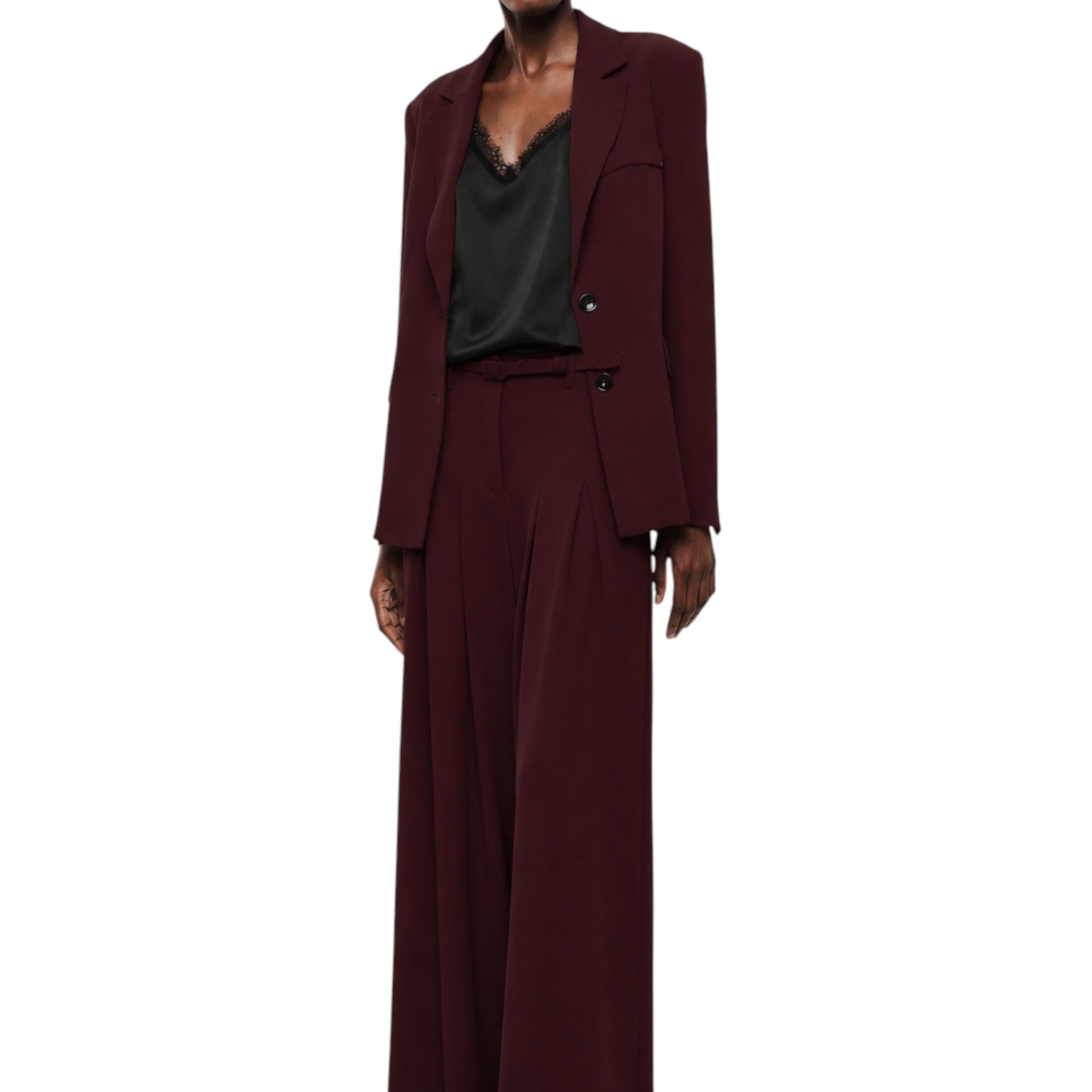 Blazer monopetto con tasche a patta laterali donna bordeaux imperial