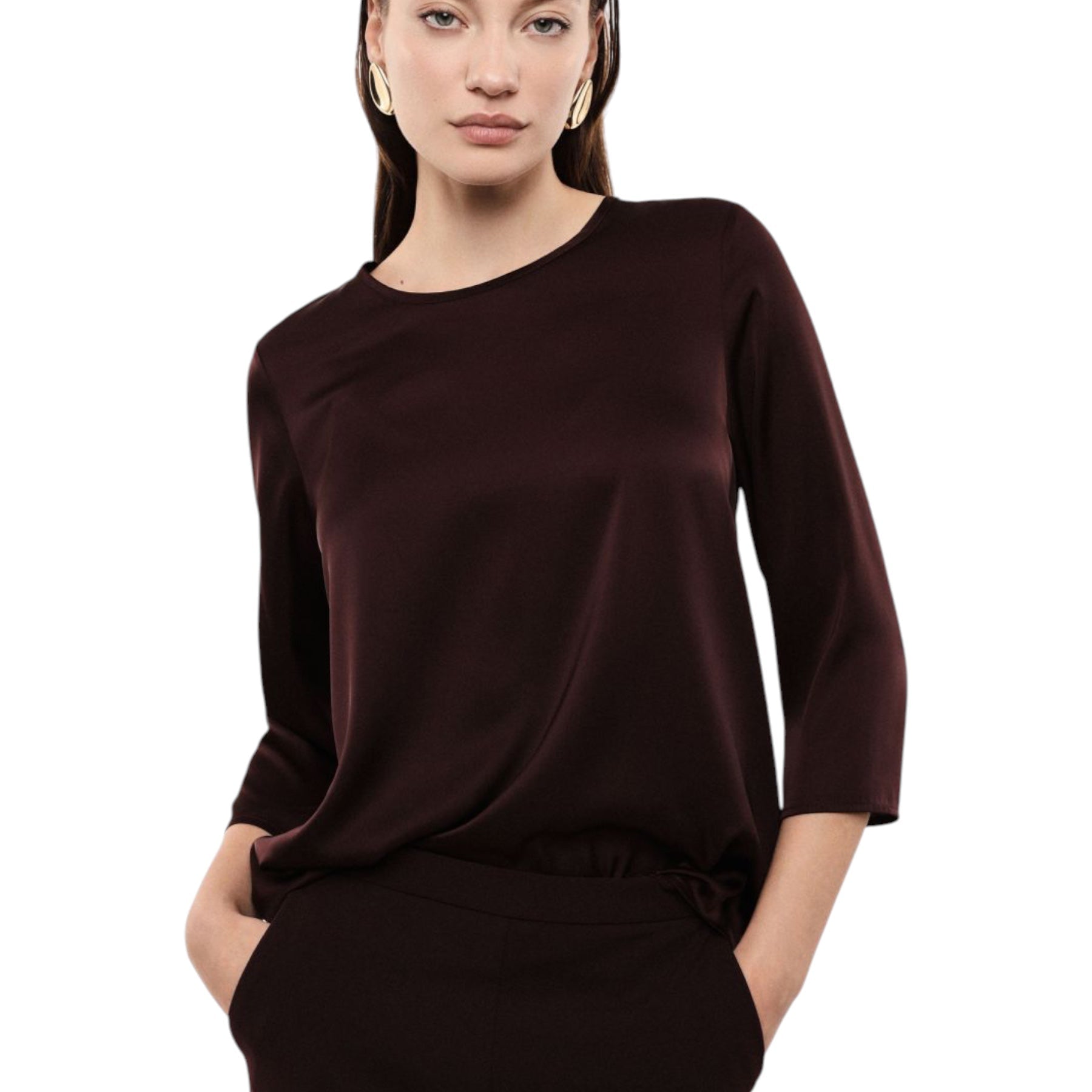 Blusa ampia con maniche tre quarti donna bordeaux imperial - camicie