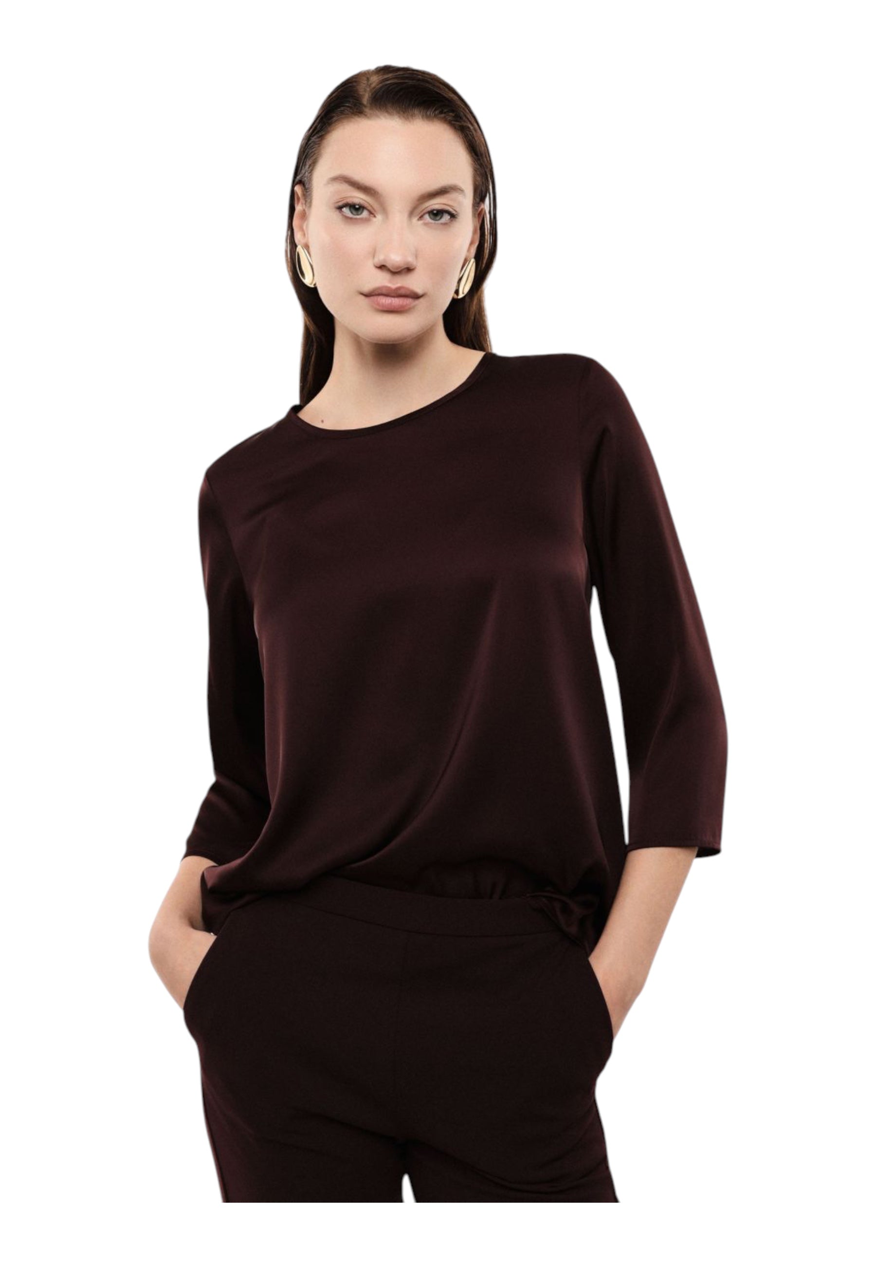 Blusa ampia con maniche tre quarti donna bordeaux imperial - camicie