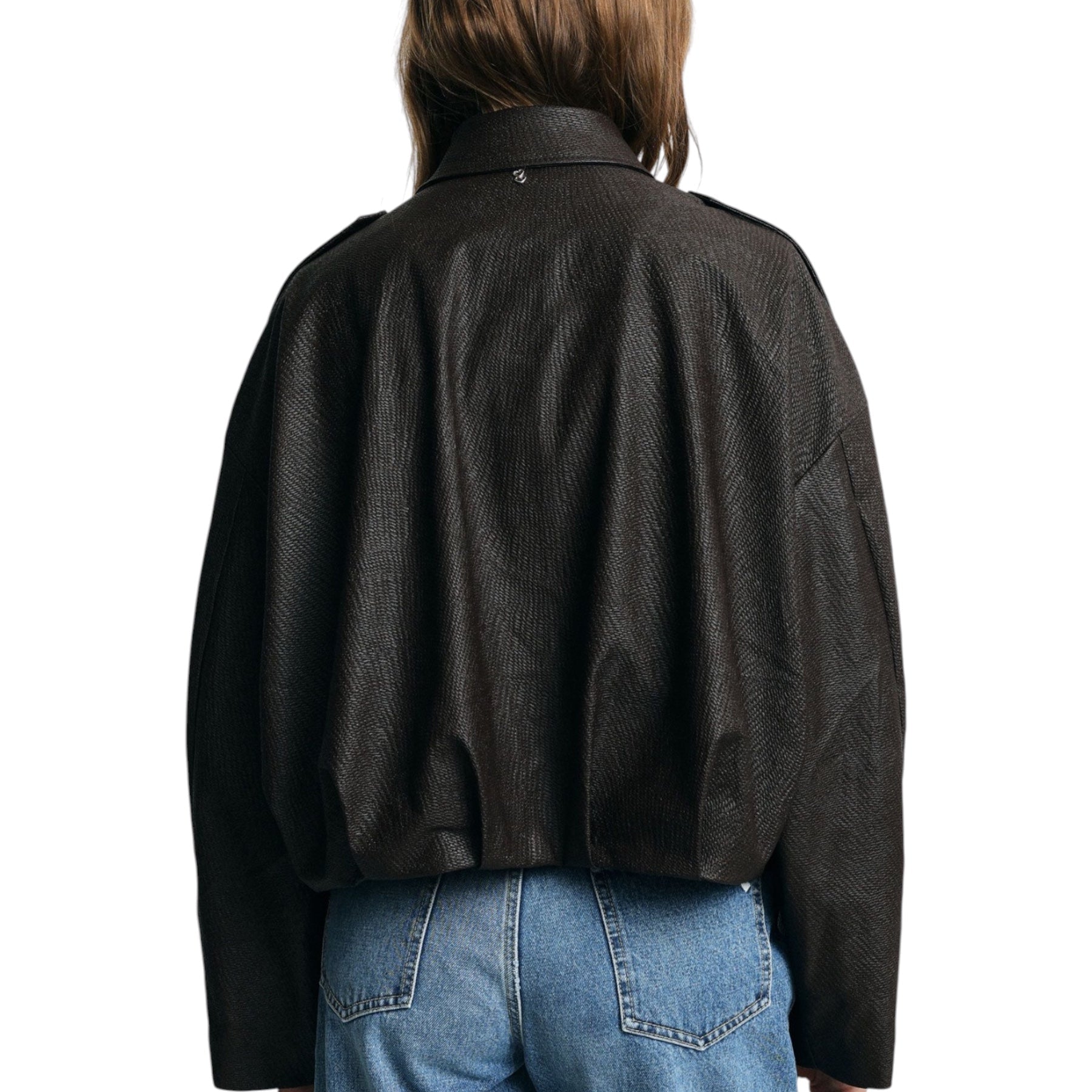 Giacca in ecopelle corta donna marrone please - giacche