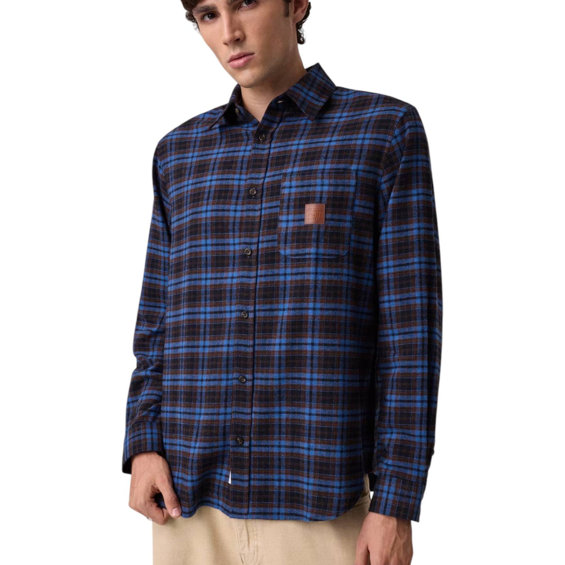 Camicia in flanella uomo blu guess - camicie