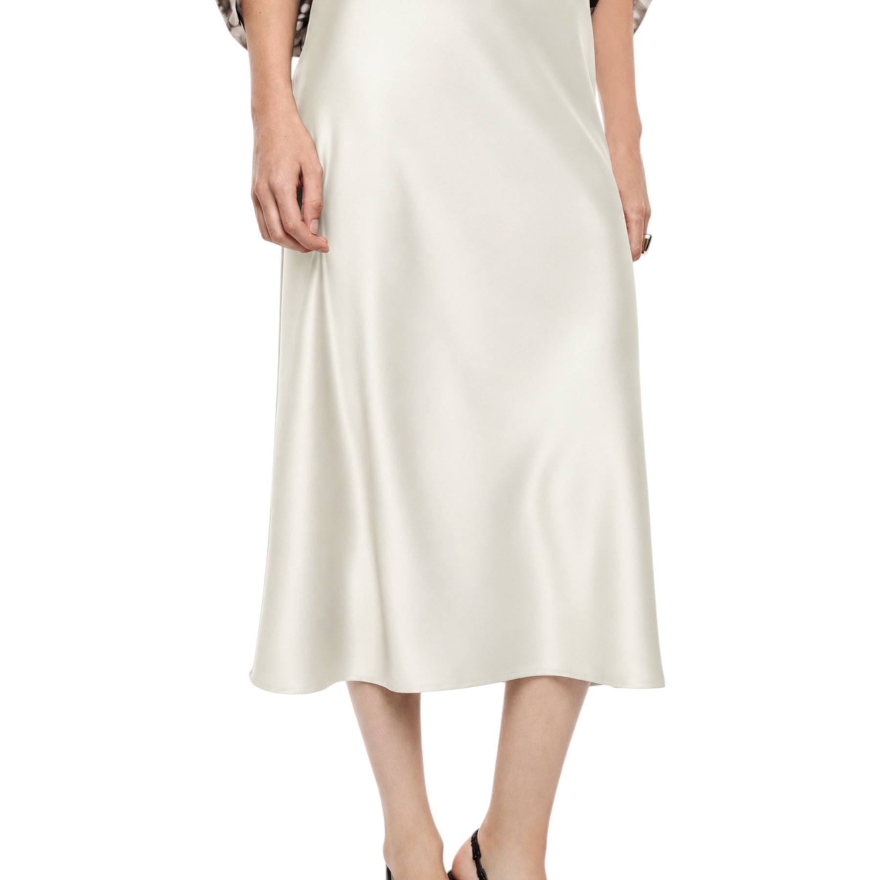 Gonna midi a vita alta con linea svasata donna avorio imperial - gonne