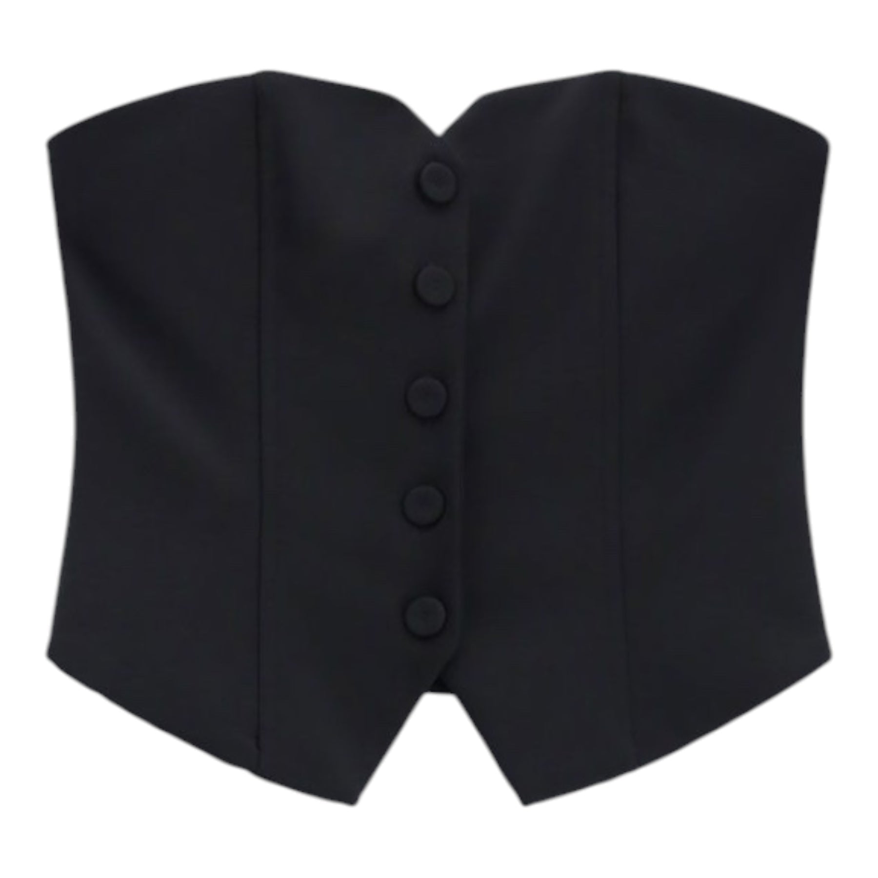Top bustier con bottoni e scollo a cuore donna nero imperial