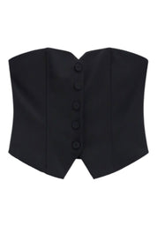 Top bustier con bottoni e scollo a cuore donna nero imperial