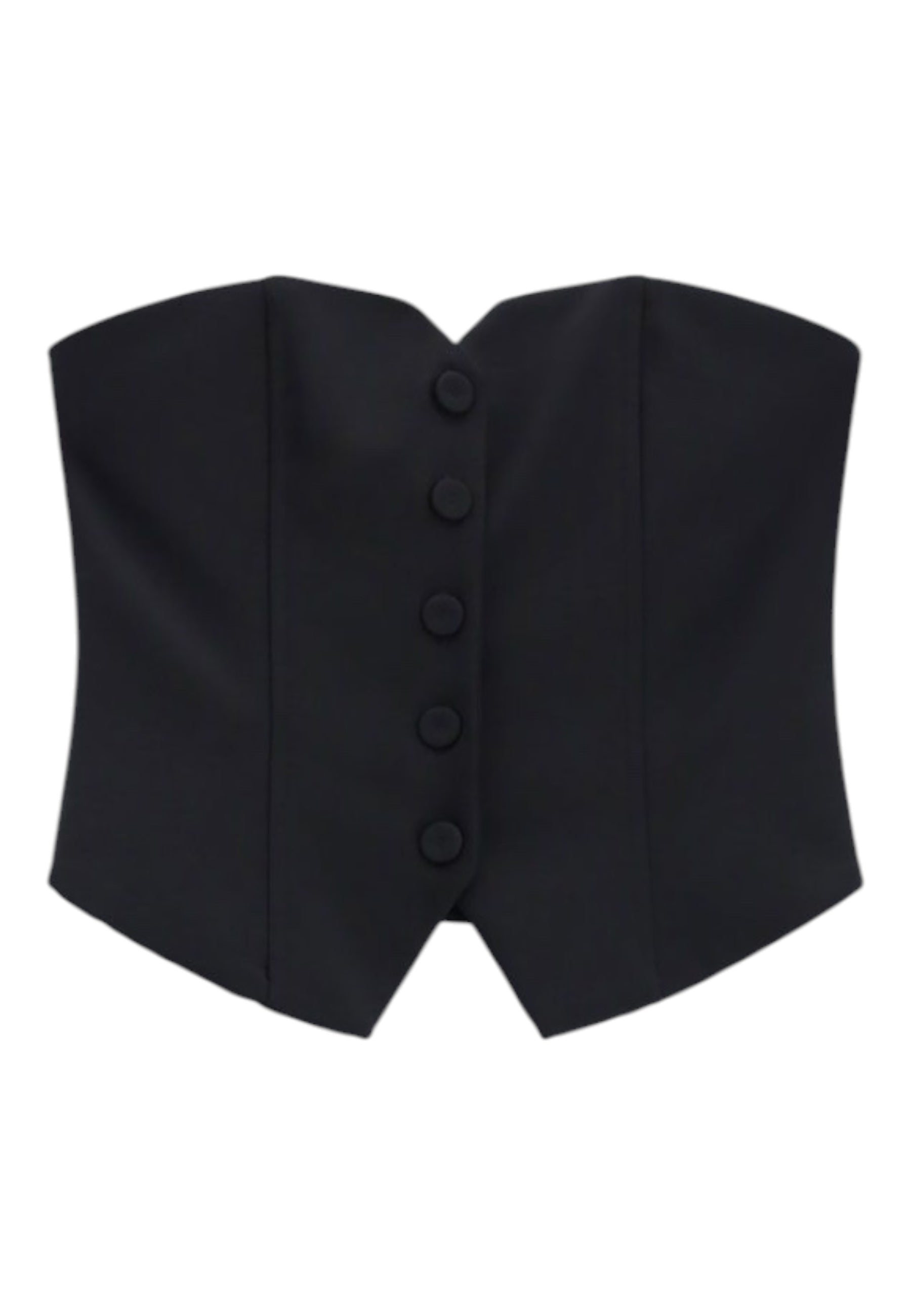 Top bustier con bottoni e scollo a cuore donna nero imperial