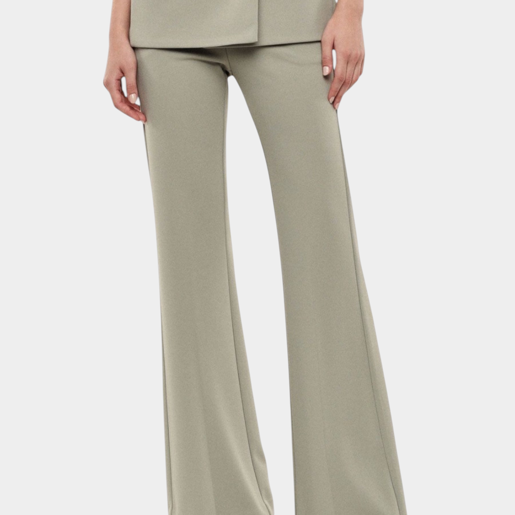 Pantaloni flare vita alta linea pulita donna verde imperial