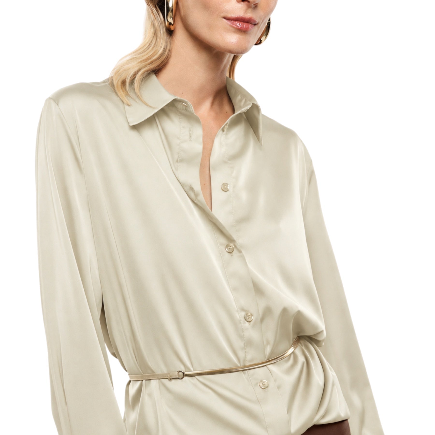 Camicia regular-fit con cintura decorativa donna avorio imperial - camicie