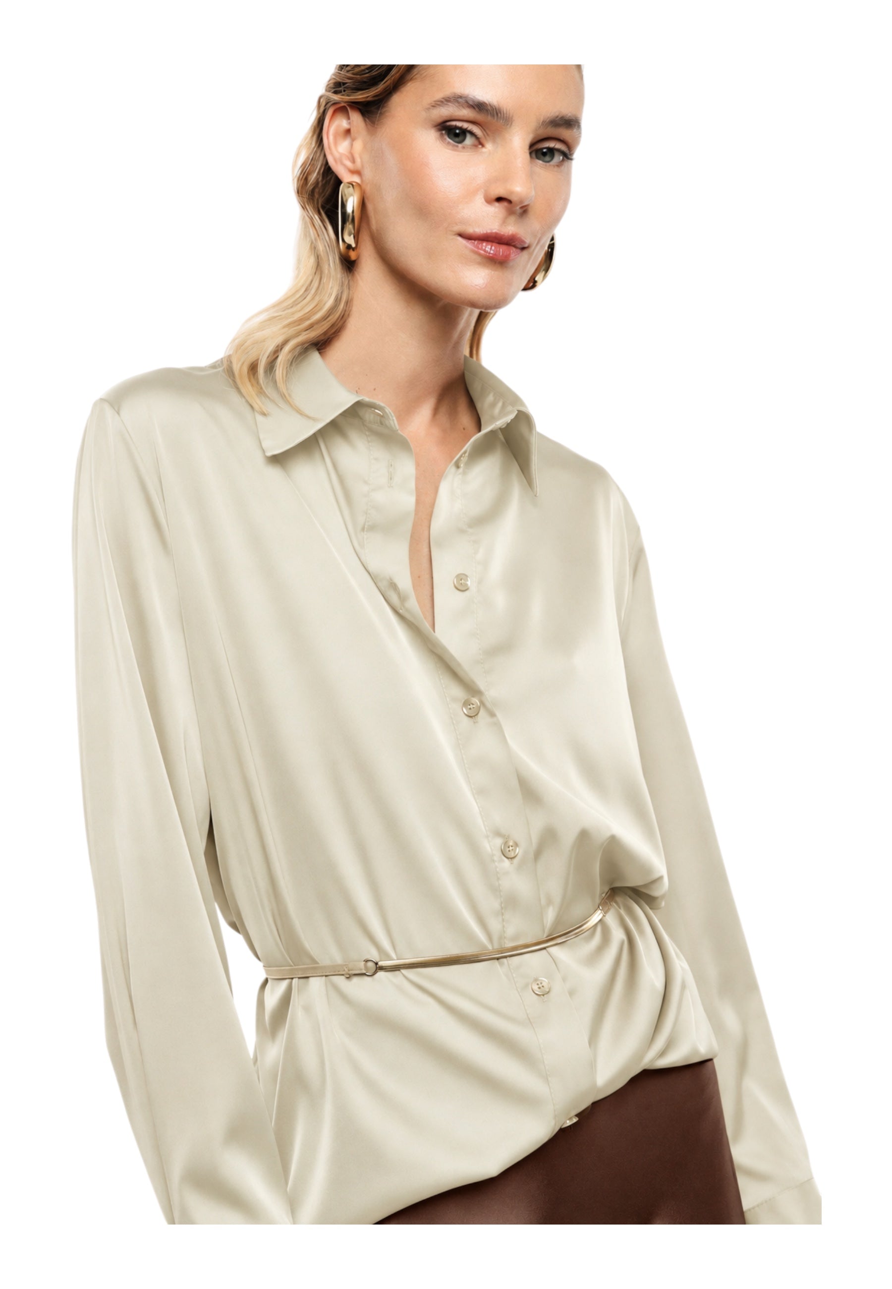 Camicia regular-fit con cintura decorativa donna avorio imperial - camicie