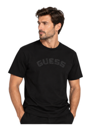 T-shirt logo petto uomo nero guess