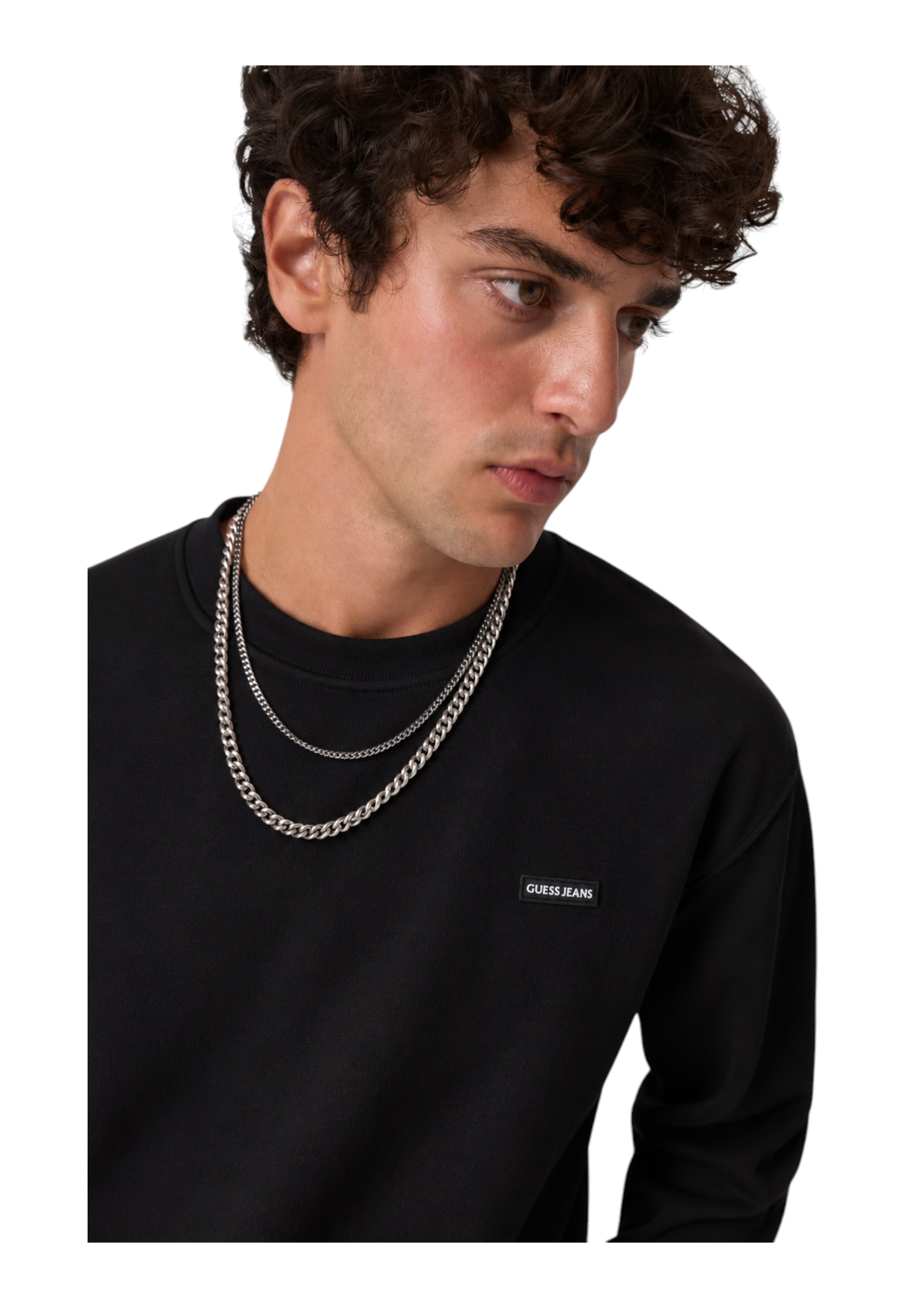 Felpa girocollo con logo uomo nero guess - felpe