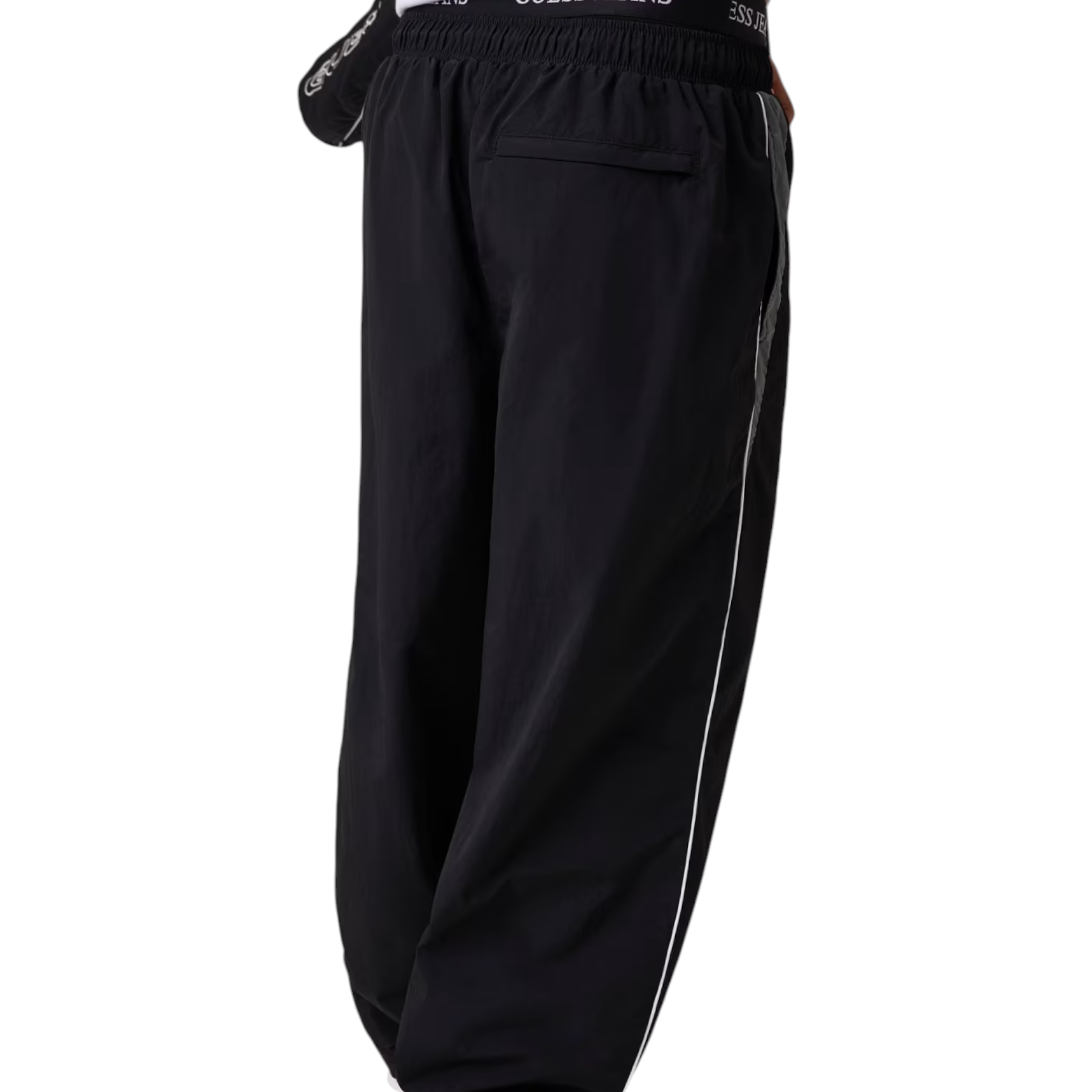 Pantaloni jogger in nylon uomo nero guess
