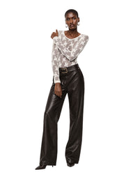 Top trasparente a maniche lunghe donna avorio imperial