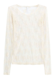 Top trasparente a maniche lunghe donna avorio imperial