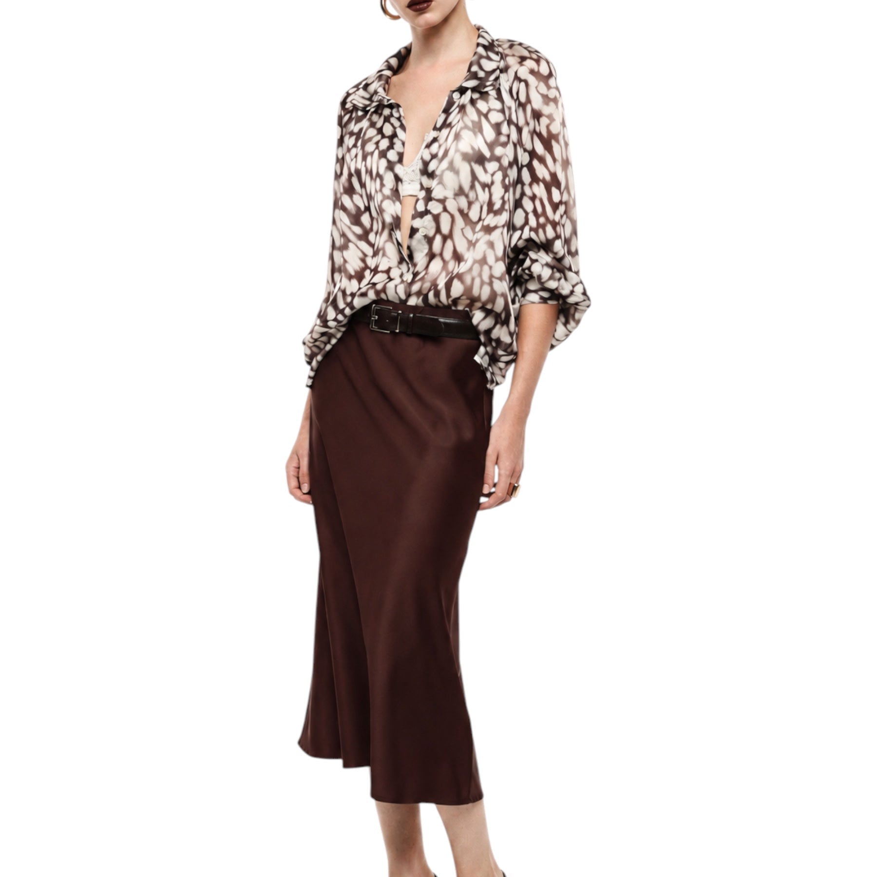 Gonna midi a vita alta con linea svasata donna bordeaux imperial - gonne