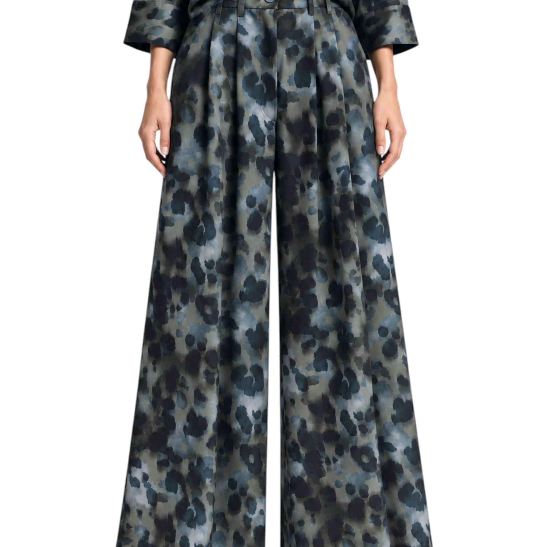Pantaloni palazzo con pinces e vita alta donna multicolore please