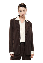 Blazer gessato regular-fit con tasche a filetto donna marrone imperial