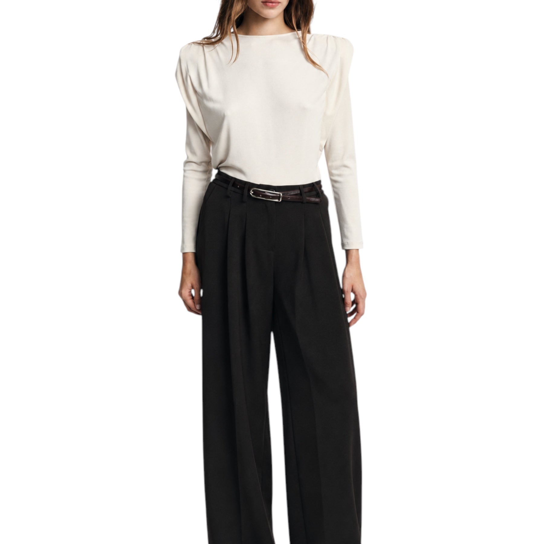 Maglione con spalle strutturate donna avorio please - maglie