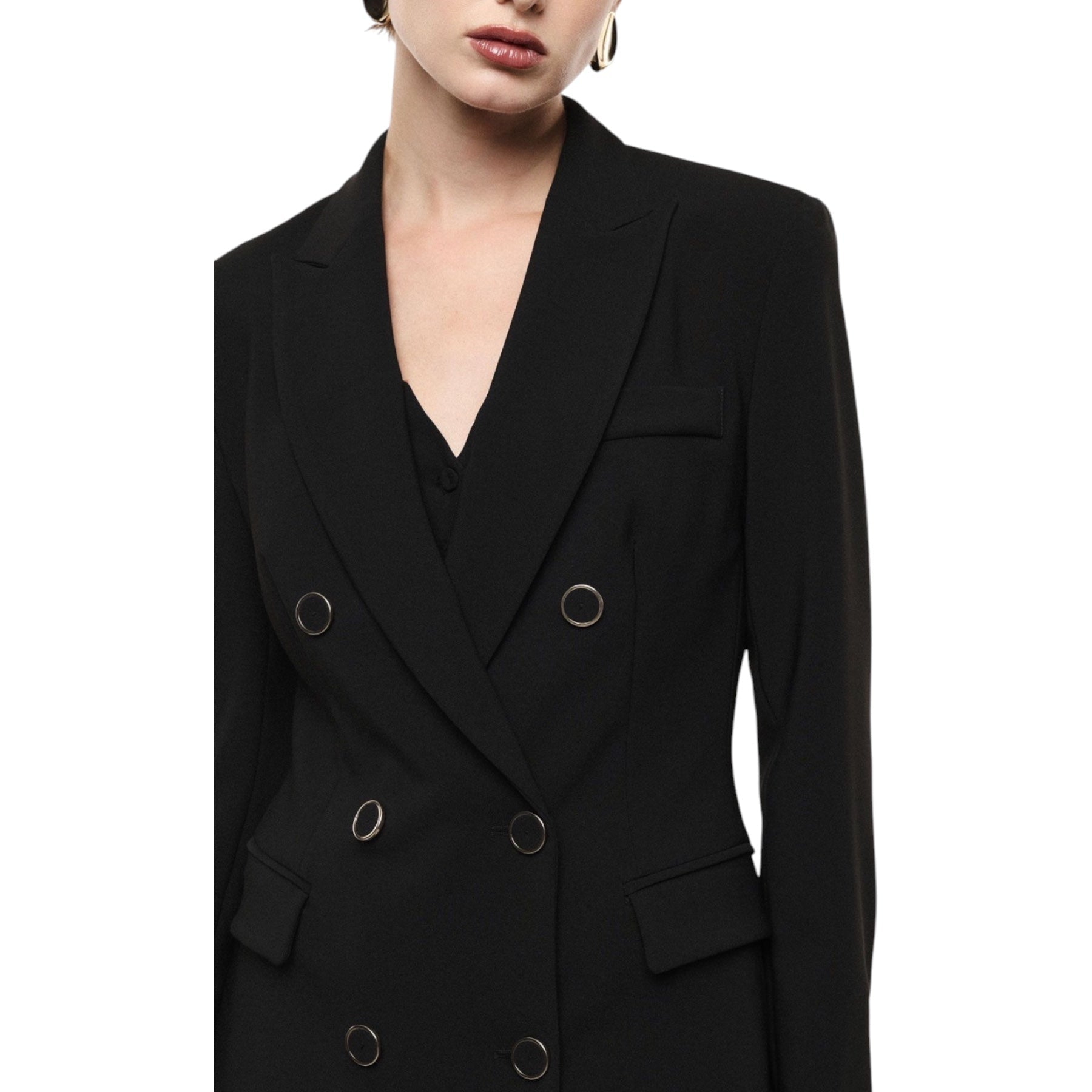 Blazer doppiopetto con tasche a pattina donna nero imperial
