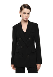 Blazer doppiopetto con tasche a pattina donna nero imperial