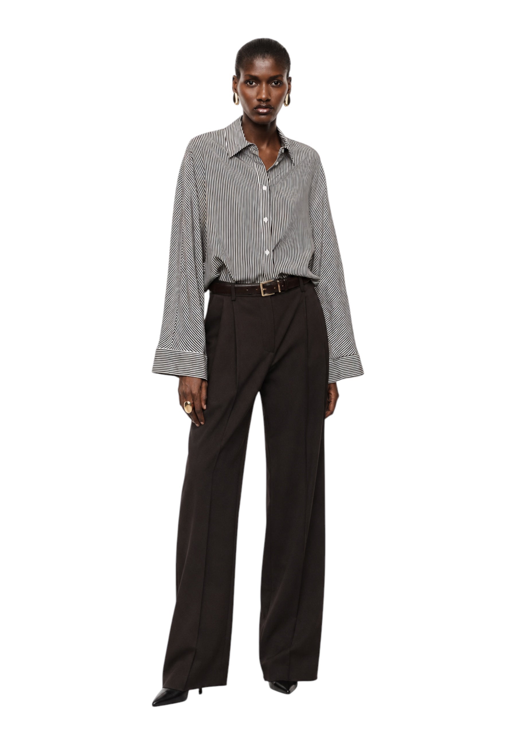 Camicia a righe regular-fit con maniche ampie donna bordeaux imperial - camicie