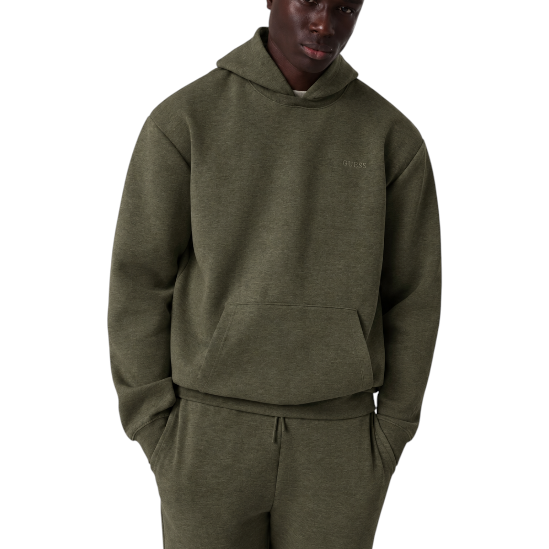 Felpa con cappuccio uomo verde guess - felpe