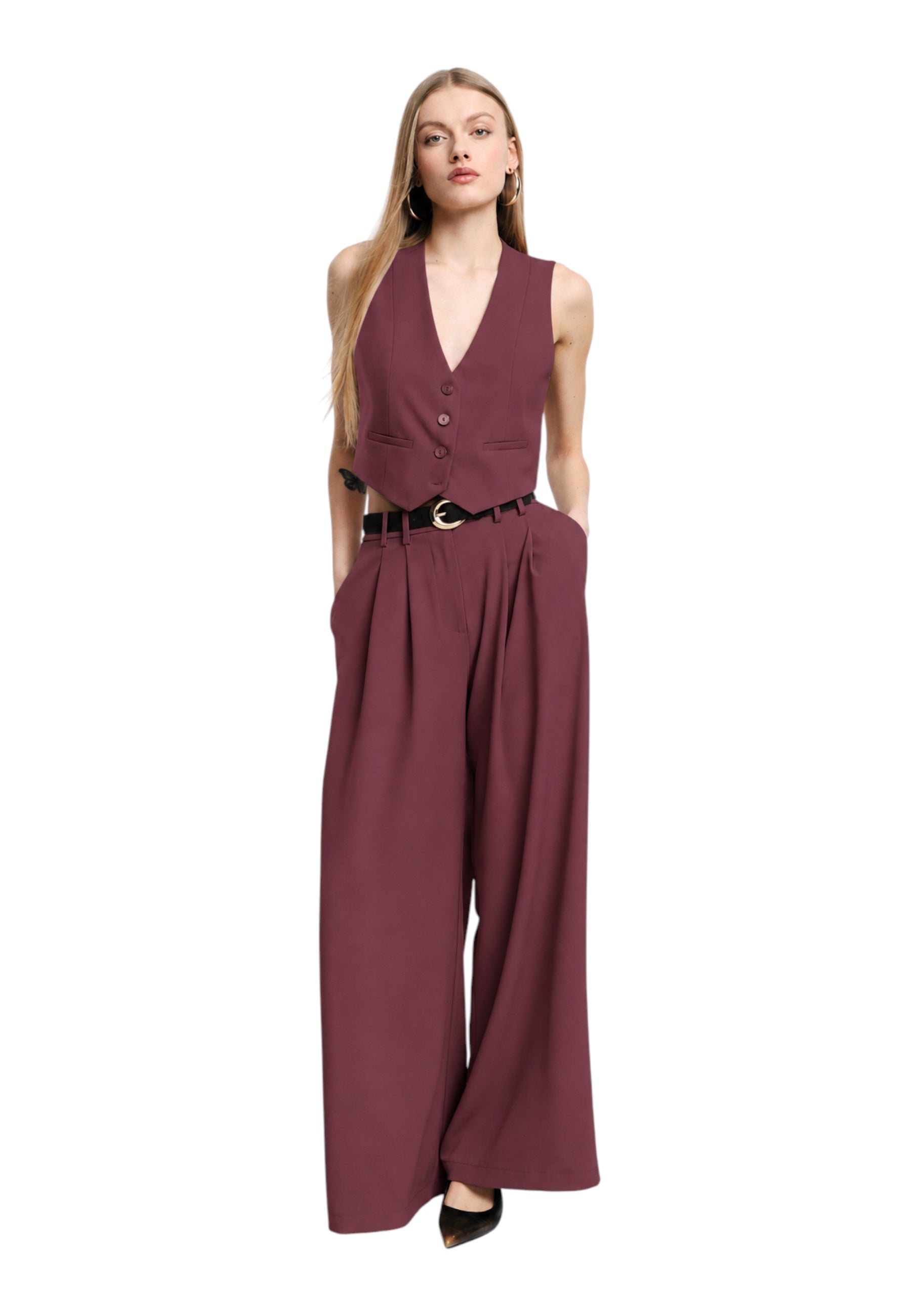 Gilet cropped Donna Bordeaux PLEASE